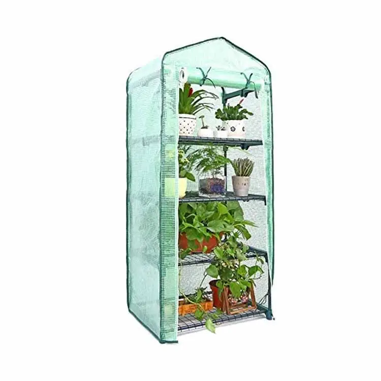 Mini Greenhouse for Indoor Outdoor, Small Plastic Plant Greenhouses 4-Tier Rack Plant Stand Portable Garden Green House with Dur