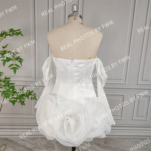 Foto reali di alta qualità con volant Organza <span class=keywords><strong>Mini</strong></span> abito <span class=keywords><strong>da</strong></span> <span class=keywords><strong>sposa</strong></span> per <span class=keywords><strong>sposa</strong></span> 2024 elegante raso corto fidanzamento dopo abito <span class=keywords><strong>da</strong></span> festa - Product Image 6