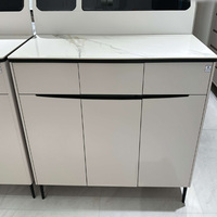 Meuble à chaussures moderne en bois massif blanc sur mesure, 3 tiroirs/compartiments/étagères, style panneau multifonctionnel pour salon