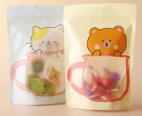 Sachet Doypack Personnalisé à Motif Animalier Mignon avec Fenêtre Transparente et Fermeture Zip Refermable pour Bonbons et Noix