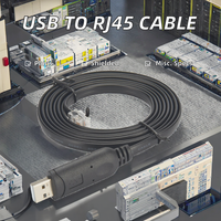 Kabel Konsol USB 2.0 Rj45 Biru Kabel Ethernet Kepang untuk Kamera Komputer 1.8M 3M 5M Kabel Rollover Switch untuk Switch Usb Rj45