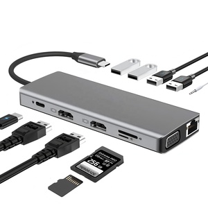Cổng kết nối đa năng Type C 12 trong 1, bộ chuyển đổi HDMI kép 4K 60Hz, Ethernet Gigabit RJ45, Hub <span class=keywords><strong>USB</strong></span> C cho Laptop và Điện thoại - Product Image 2