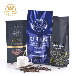 Popular Types of Coffee Bags Aluminum Coffee Packaging Bags With Valve Zipper Top Custom Foil Coffee Bean Packing Bags