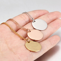 Pendentifs personnalisables en acier inoxydable 316L plaqué or 18K PVD, plaques rondes vierges pour gravure de logo, breloques personnalisées pour animaux de compagnie