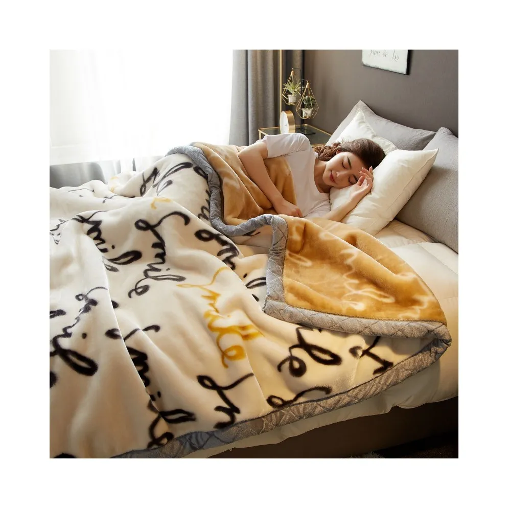 Good Quality Customized Luxury Soft Comfortable Fashionable Wool Mink Raschel Blanket Suitable For Winter Use
