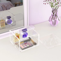 Boîte de rangement d'affichage de bureau en acrylique transparent avec couvercle boîte de taille différente en acrylique organisateur de bureau polyvalent