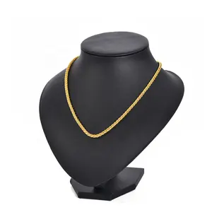 Chaîne en acier inoxydable plaqué or 24K, 18-24 pouces, pour femmes et hommes, bijoux de bonne qualité, à la mode, 1 pièce