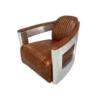 American Retro Loft Aluminum Arm Leisure Aviator Swivel Leather Club Sofa Chair