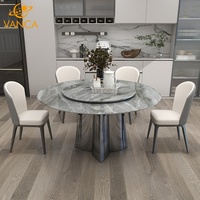 Table à manger italienne de luxe, table à manger ronde en marbre de pierre de luxe, table à manger moderne simple de villa haut de gamme
