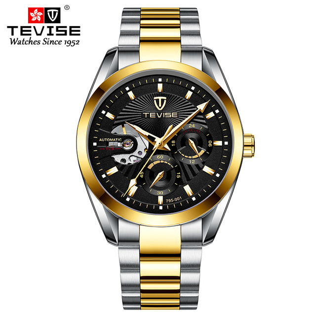 TEVISE New Trend Guangzhou Watch Market Business Style Automatic Watches for Men Stainless Steel Mechanical Watches