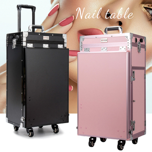 Koncai Rolling Manicure Table Makeup Case <strong>Foldable</strong> Nail <strong>Desk</strong> 4 Drawers Cosmetology Case On Wheels - Product Image 4