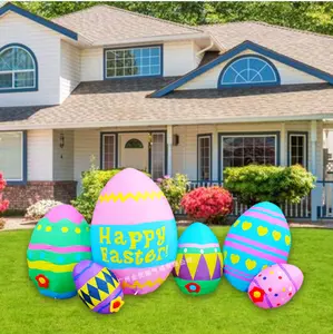 Dekorasi Luar Ruangan Raksasa Ourwarm Easter Eggs Blow Up Yard Display Airblowed Easter Tiup Udara