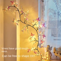 Lumière LED flexible en plastique en forme de feuilles de fleurs de papillon, économie d'énergie, télécommande, IP55, décoration du jour du Nouvel An, intérieur