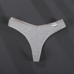 Sous-vêtements string en coton côtelé à taille basse et coupe en V sexy pour femmes D002 - Product Image 6