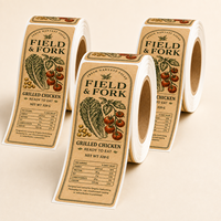 Étiquette alimentaire autocollante en papier kraft écologique de qualité alimentaire, impression personnalisée, autocollant imperméable pour l'emballage des salades et des bols alimentaires