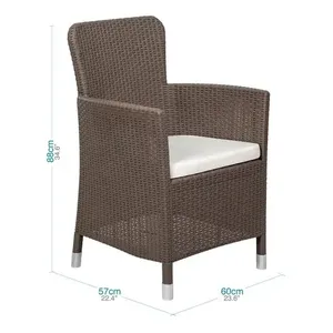 Set da Esterno per Giardino in Rattan 3 Pezzi + Cuscini Colore Mocca - Product Image 3