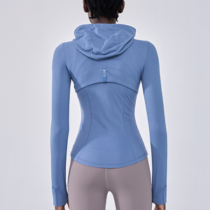 Women's Plus Size <b>Yoga</b> Hoodie <b>Jacket</b>-Spandex/Nylon Material Full Sleeve Breathable & Quick-Dry Slim Fit for Spring/Autumn Sports - Product Image 4
