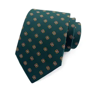 OEM Custom 8cm Vintage Green And Yellow Gentleman's Tie Men's Business Corbatas Gruesa Para Hombre