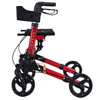 Rollator aluminium lipat nyaman, dengan dudukan, alat bantu Jalan & Rollator kursi