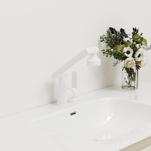Meuble de salle de bain simple, résistant à l'humidité, lavabo en céramique intégré, meuble-lavabo avec miroir - Product Image 4