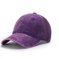 Gorra de béisbol de pana de cuerda de 6 paneles sin estructura bordada a mano deportes estilo Dobby sombrero estampado en polvo
