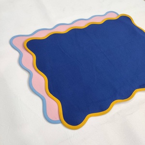 Custom Size Organic <b>Linen</b> Napkins & <b>Table</b> <b>Cloth</b> Handmade Scallop Embroidery Cotton Canvas Placemat Kitchen Wholesale - Product Image 2