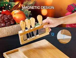 Ensemble <span class=keywords><strong>de</strong></span> planche à fromage en bambou d'acacia grande planche à découper pour le réchauffement <span class=keywords><strong>de</strong></span> <span class=keywords><strong>la</strong></span> <span class=keywords><strong>maison</strong></span> nouveau mariage à <span class=keywords><strong>la</strong></span> <span class=keywords><strong>maison</strong></span> avec magnétique - Product Image 4