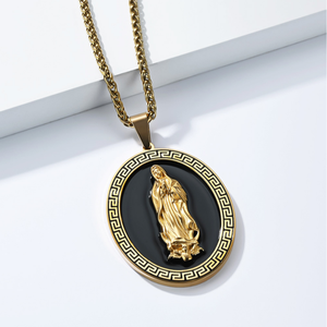 Pendentif en acier inoxydable tendance, portrait de la Vierge Marie, style rétro artistique européen et américain, ne se décolore pas - Product Image 6