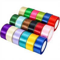 Ruban en satin simple face 100 % polyester, 4 cm, double bordure dorée, vente en gros d'usine, pour décoration de gâteaux, boîtes à bonbons et mariages