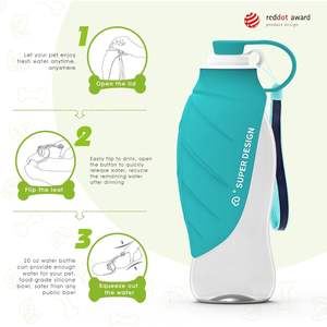 Botella de agua para perros Superdesign de 580 ml, portátil y a prueba de fugas, para perros pequeños a grandes. - Product Image 6