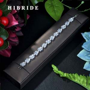 HIBRIDE BIJOUX Marque AAA Cubic Zircon Bracelets De Mariage, Couleur Blanche De Luxe Femmes Bijoux Bracelets pour Femmes, B-005 - Product Image 1