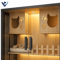 Villa Kucing Duplex Kustom, Villa Kucing Mewah Berlapis-lapis Ukuran Ekstra Besar, Rumah Hewan Peliharaan Kayu Indoor, Furnitur Kabinet Kucing