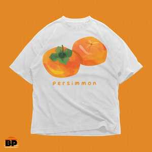 T-shirt con grafica a tema di frutta (cachi), Oversize, Unisex, Streetwear, Morbida, Stile Vintage, Estetica - Product Image 1