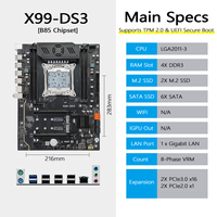 Nueva Placa Base X99-DS3 con Doble PCIe3.0 X16 Compatible con Intel Xeon E5 V3/V4 4x DDR3 SATA3.0 2X NVMe M.2 SSD