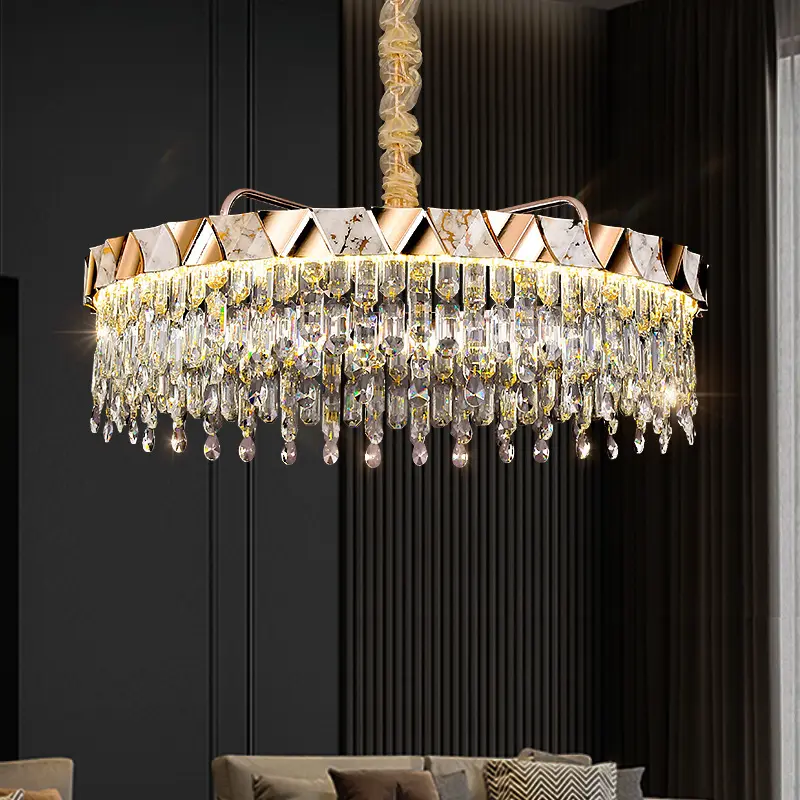 Lustre de cristal moderno suspensão elegante e durável para hotel, luminária de luzes LED para sala de estar