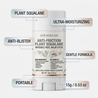 Stick anti-friction pour les pieds au squalane fermenté, marque privée, végétalien, sans huile minérale, baume invisible pour les talons, soin apaisant pour la peau