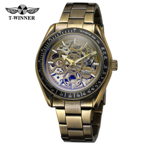 핫 브랜드 우승자 클래식 빈티지 8152 레저 기계식 자동 중공 기계식 스틸 밴드 시계 - Product Image 3