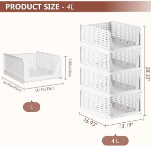 DS2510 White Modern Plastic Oxford Fabric Stackable Folding Wardrobe Clothing Storage Bins Detachable Design Clothing - Product Image 6