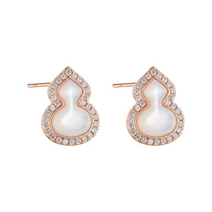 Natural Seashell <b>Turquoise</b> Gourd <b>Stud</b> <b>Earrings</b> S925 Silver Needle Women's Fashion Oriental Charm Gift Jewelry - Product Image 5