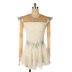 Эластичный купальник для художественной гимнастики для женщин и детей, костюм для выступлений на коньках с золотыми и серебряными стразами - Product Image 4