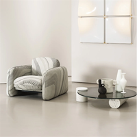 Meuble de maison moderne design italien, base en marbre naturel, rond, ondulation de l'eau, verre trempé, table basse ronde