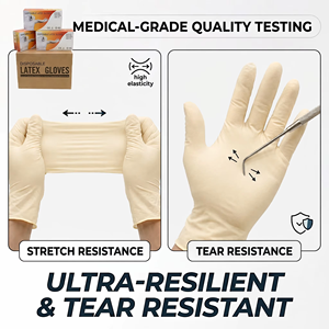 <span class=keywords><strong>Guantes</strong></span> de Látex No Estériles, <span class=keywords><strong>Caja</strong></span> de 100 Unidades, Sin Polvo, Flexibles, de Un Solo Uso, Suaves, Resistentes, Microtexturizados, Cómodos, Ambidiestros - Product Image 4