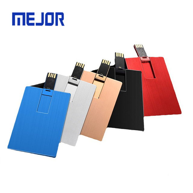 Metal Card USB Flash Drive Slim Portable Pendrive 8G Custom Logo for Promotion Business Gift