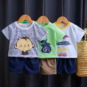 Conjuntos de Ropa de Verano para Niños al por Mayor, Camiseta y Pantalones Cortos Casuales para Niños Hechos de Algodón Guangdong TZ-0014 Gran Cantidad - Product Image 5