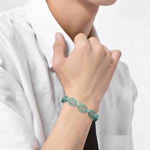 กำไลหยกแท้ธรรมชาติแบบ Cuban Chain สไตล์ฮิปฮอป  เทรนด์แฟชั่น  กำไลหยกถักเชือก  ขายส่ง C180 - Product Image 3