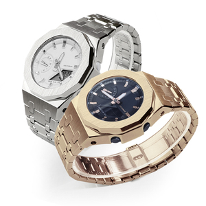 Nouveauté, bracelet de montre <span class=keywords><strong>GMA</strong></span>-<span class=keywords><strong>S2100</strong></span>, lunette dodécagonale, boîtier métallique avec bracelet en acier inoxydable doré, remplacement de qualité supérieure pour boîtier existant - Product Image 1