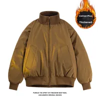 Blouson Aviateur Rétro Américain en Polyester pour Homme – Coupe Élégante, Sensation Haut de Gamme, Fermeture Éclair Courte, Hiver Épais, Style Urbain