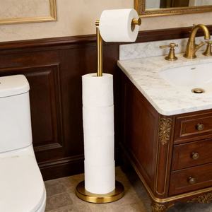 Porte-<span class=keywords><strong>papier</strong></span> toilette moderne en acier inoxydable à barre unique, sur pied, pour salle de bain d'hôtel, installation sans perçage requise - Product Image 6