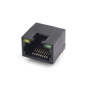 HAXN 제조업체 뜨거운 판매 8102 8P8C 1X1 W/O 실드 W/LED 플랫 핀 RJ45 여성 커넥터 - Product Image 1