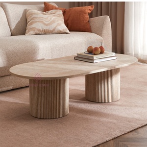 <span class=keywords><strong>Table</strong></span> basse <span class=keywords><strong>ronde</strong></span> en marbre naturel classique OEM, finition mate, beige Turquie, travertin, avec piétement cylindrique, <span class=keywords><strong>table</strong></span> <span class=keywords><strong>console</strong></span> Travertino - Product Image 2